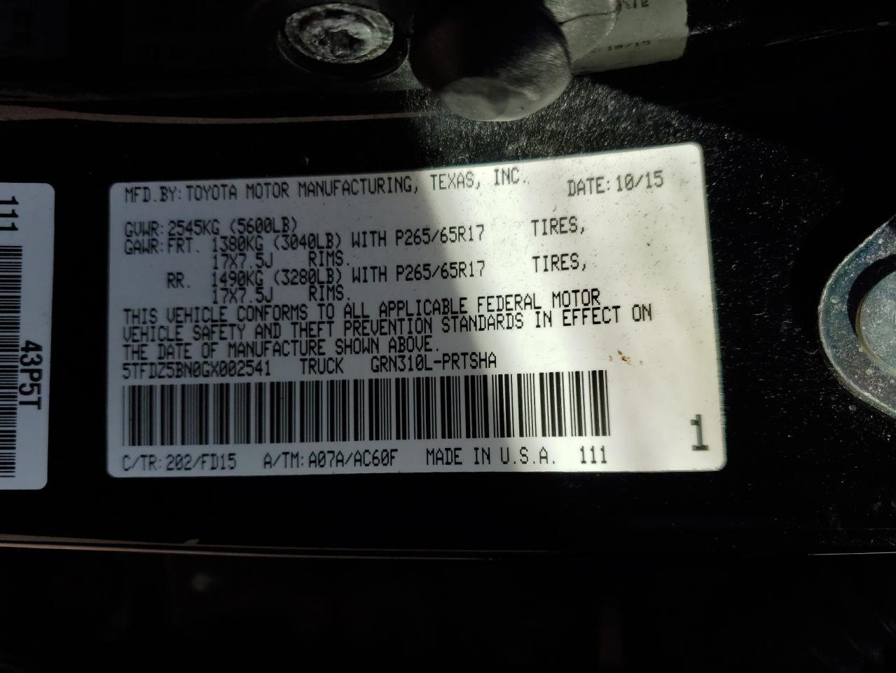 2016 Toyota Tacoma VIN 5TFDZ5BN0GX002541 Copart auction photo, all over damage thumbnail 14
