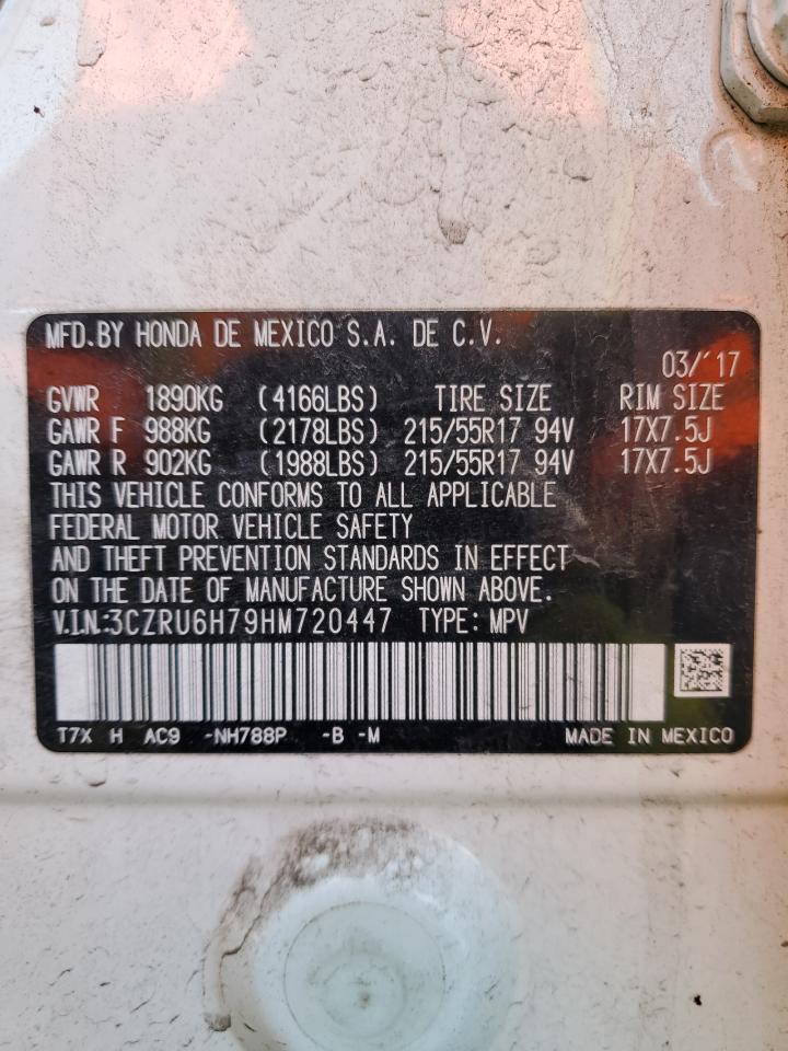 2017 Honda HR-V VIN 3CZRU6H79HM720447 Copart auction photo, hail damage thumbnail 13