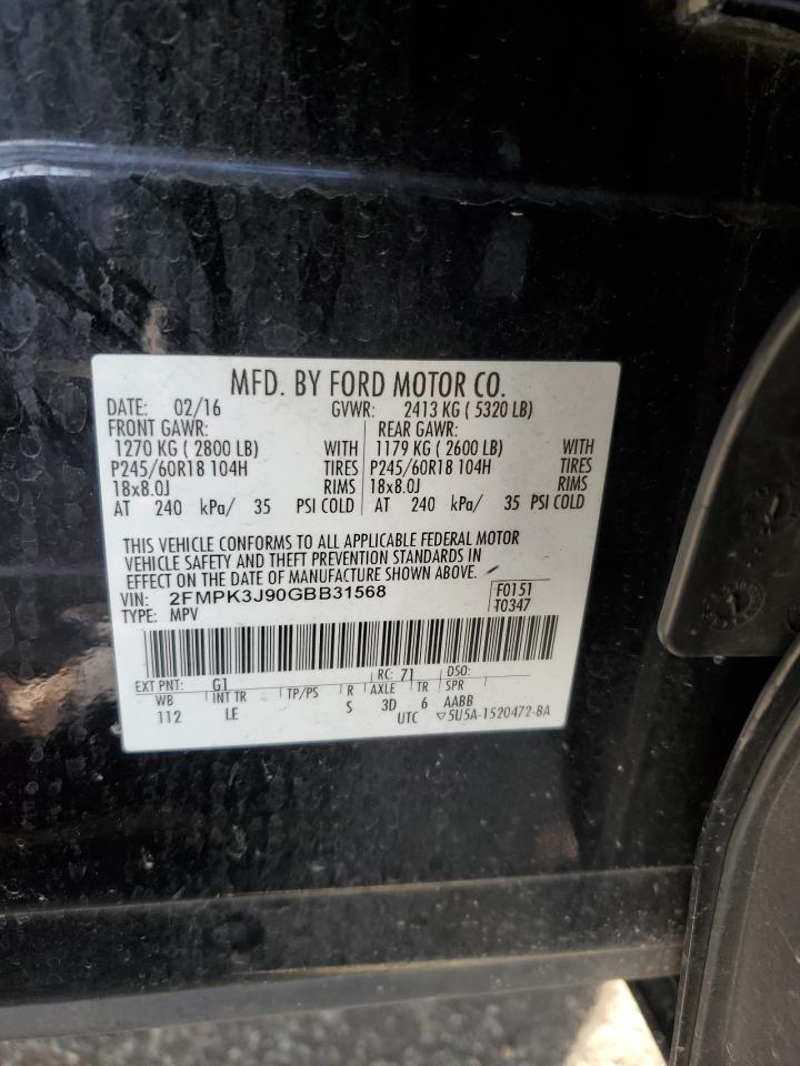 2016 Ford Edge VIN 2FMPK3J90GBB31568 Copart auction photo, front end damage thumbnail 13