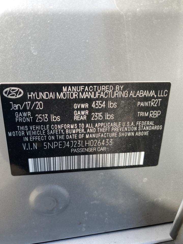 2020 Hyundai Sonata VIN 5NPEJ4J23LH026433 Copart auction photo, front end / side damage thumbnail 12