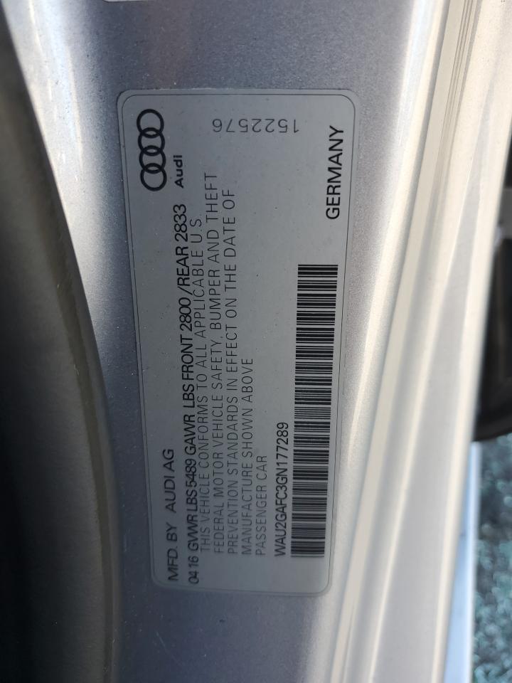 2016 Audi A7 VIN WAU2GAFC3GN177289 Copart auction photo, front end / minor dent/scratches damage thumbnail 14