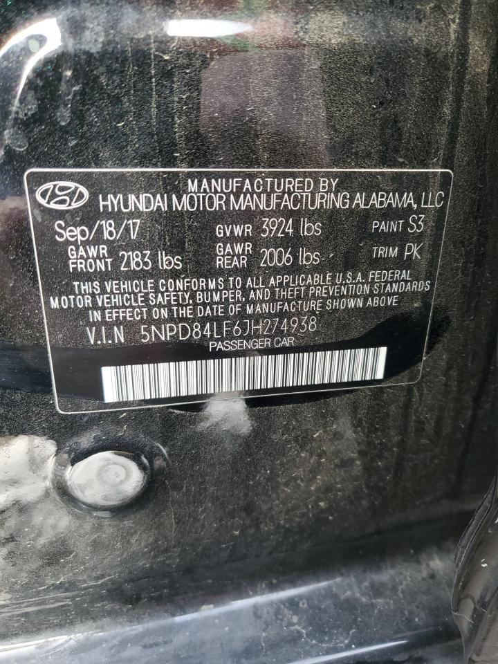 2018 Hyundai Elantra VIN 5NPD84LF6JH274938 Copart auction photo, front end damage thumbnail 14