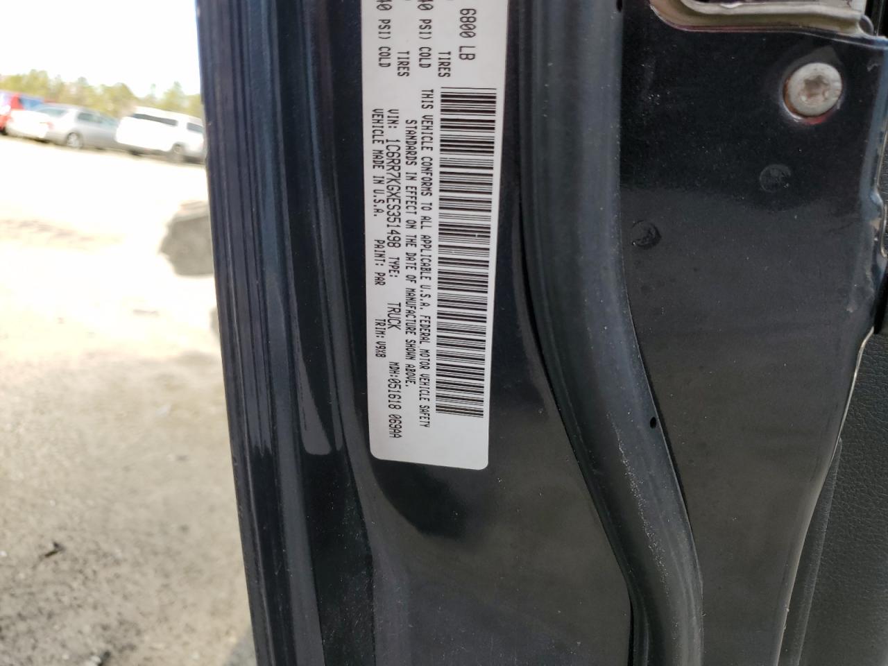 2014 RAM 1500 VIN 1C6RR7KGXES351498 Copart auction photo, front end / side damage thumbnail 14