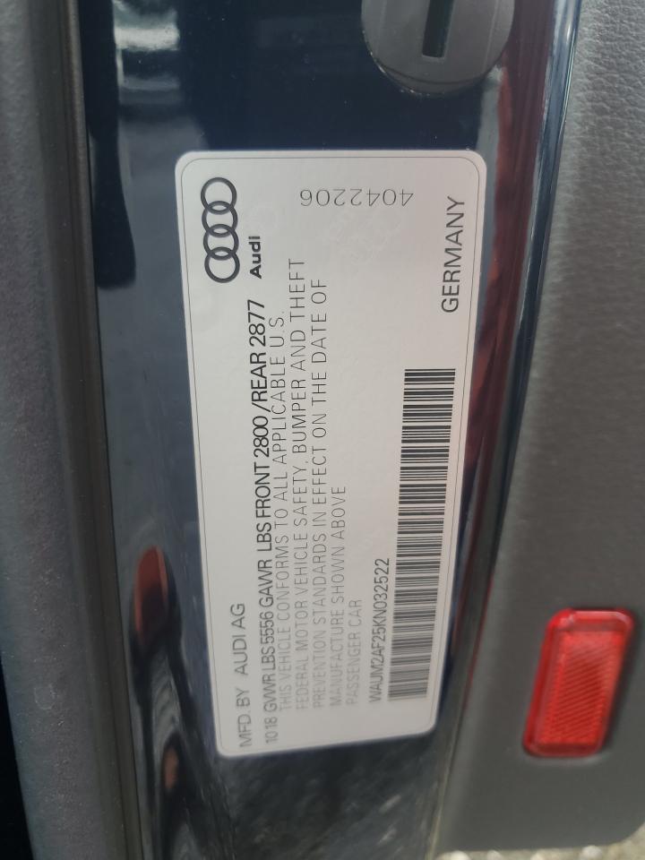 2019 Audi A6 VIN WAUM2AF25KN032522 Copart auction photo, rear end damage thumbnail 14