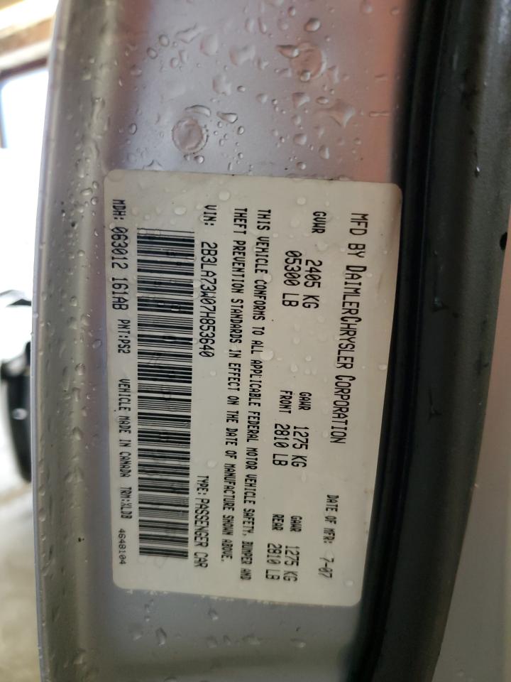2007 Dodge Charger VIN 2B3LA73W07H853640 Copart auction photo, front end / side damage thumbnail 14