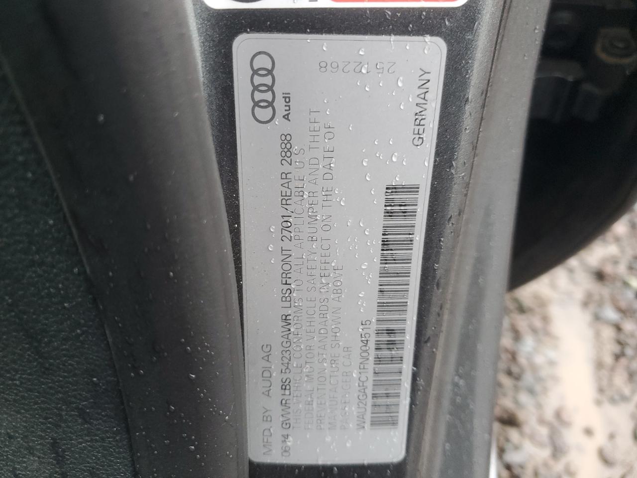 2015 Audi A7 VIN WAU2GAFC1FN004515 Copart auction photo, front end damage thumbnail 12