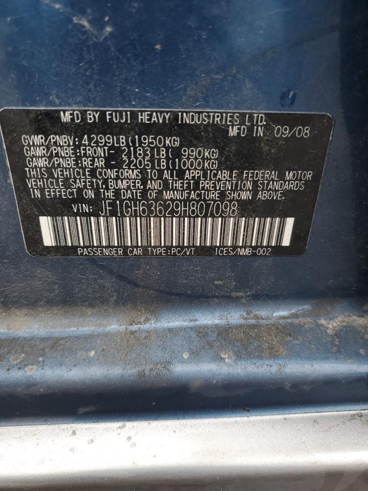 2009 Subaru Impreza VIN JF1GH63629H807098 Copart auction photo, normal wear damage thumbnail 12