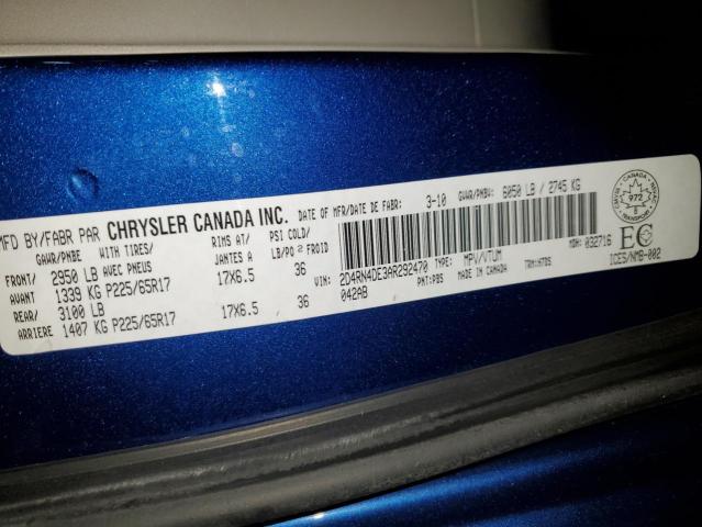 2010 Dodge Caravan VIN 2D4RN4DE3AR292470 Copart auction photo, rear end / hail damage thumbnail 13