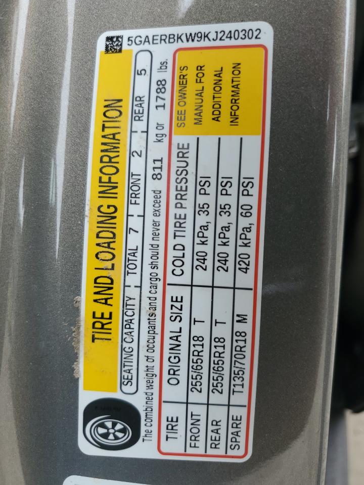 2019 Buick Enclave VIN 5GAERBKW9KJ240302 Copart auction photo, side damage thumbnail 13