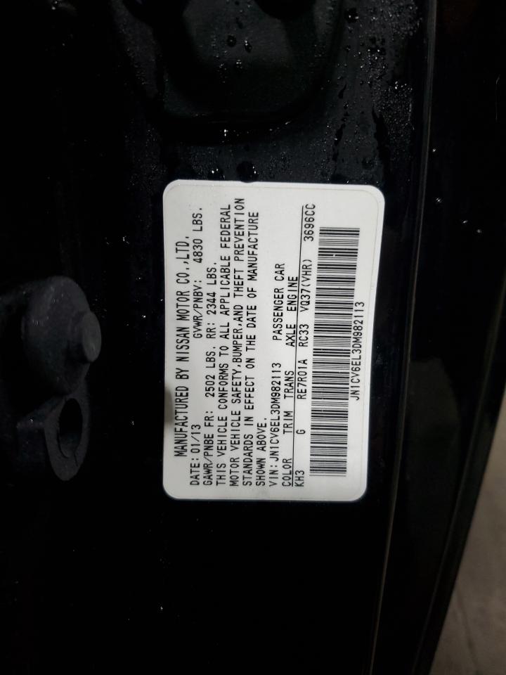 2013 Infiniti G VIN JN1CV6EL3DM982113 Copart auction photo, all over damage thumbnail 13
