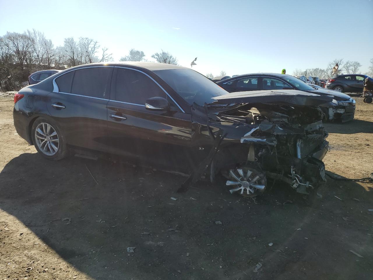 2014 Infiniti Q50 VIN JN1BV7AP6EM675661 Copart auction photo, front end / undercarriage damage thumbnail 4