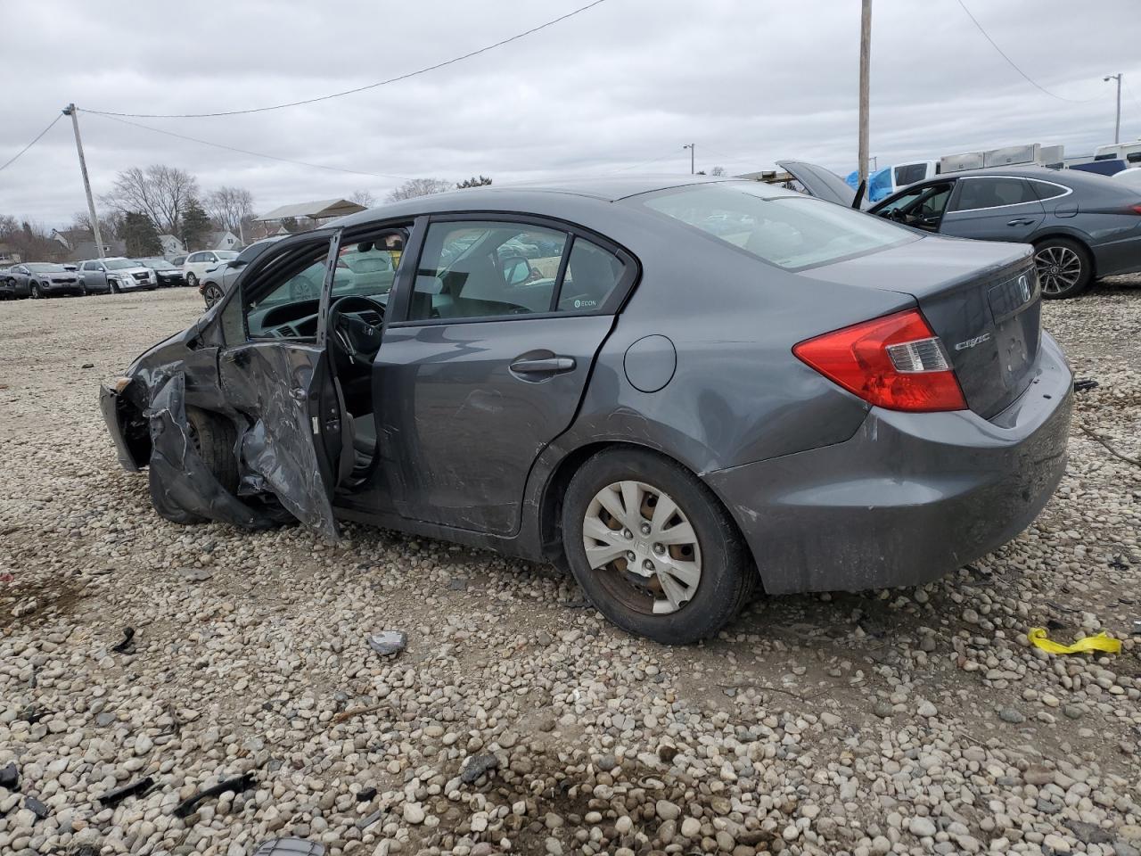 2012 Honda Civic VIN 19XFB2E56CE056489 Copart auction photo, all over damage thumbnail 2