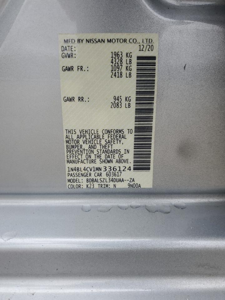 2021 Nissan Altima VIN 1N4BL4CV1MN336124 Copart auction photo, front end damage thumbnail 12