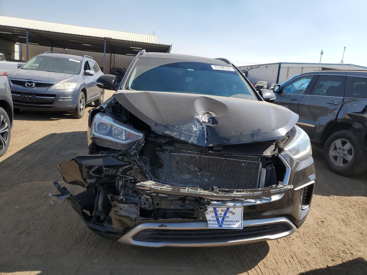2018 Hyundai Santa Fe VIN KM8SRDHFXJU293989 Copart auction photo, front end damage thumbnail 5