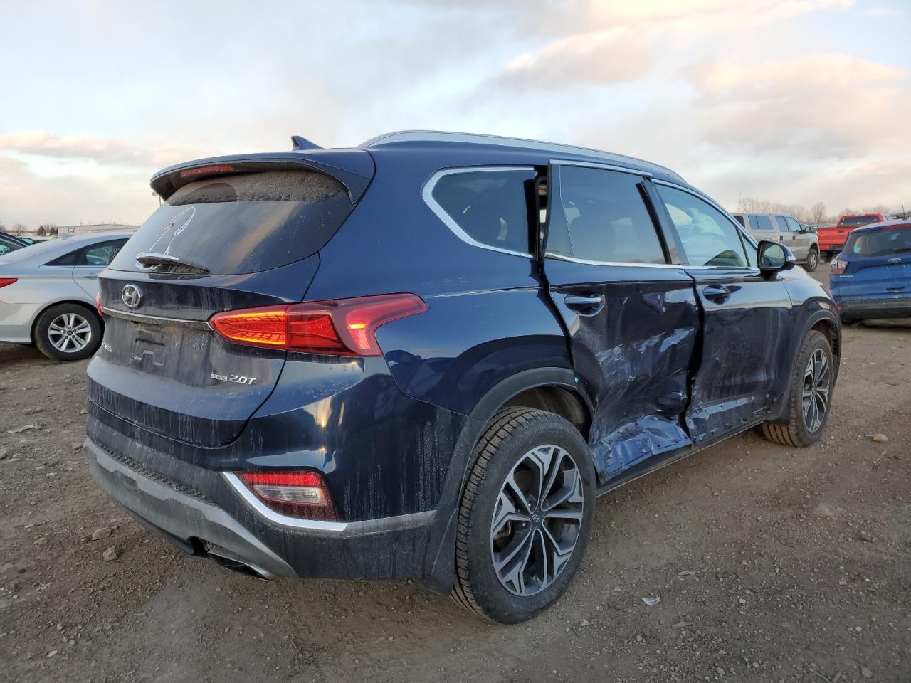 2020 Hyundai Santa Fe VIN 5NMS5CAA0LH284849 Copart auction photo, side / front end damage thumbnail 3