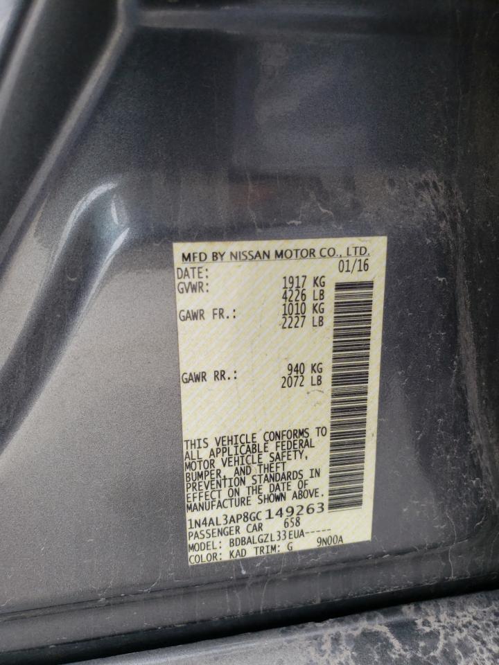 2016 Nissan Altima VIN 1N4AL3AP8GC149263 Copart auction photo, front end damage thumbnail 14