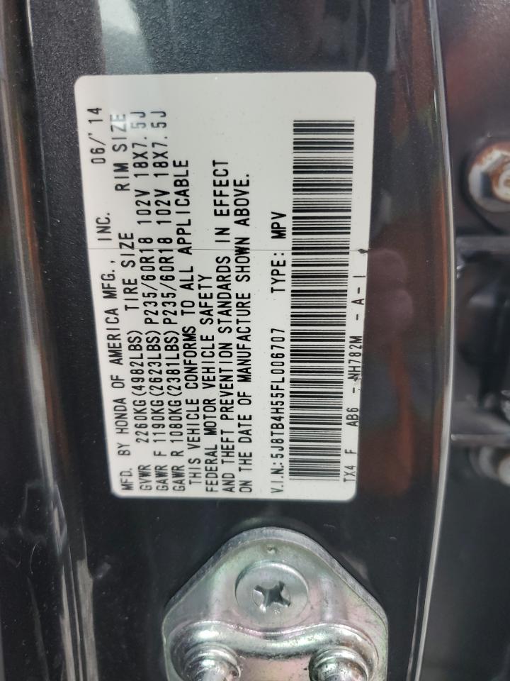 2015 Acura RDX VIN 5J8TB4H55FL006707 Copart auction photo, front end / rear end damage thumbnail 13