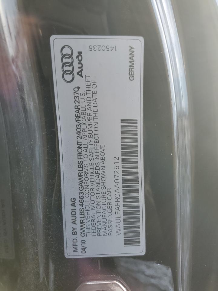2010 Audi A5 VIN WAULFAFR0AA072512 Copart auction photo, side / rear end damage thumbnail 14