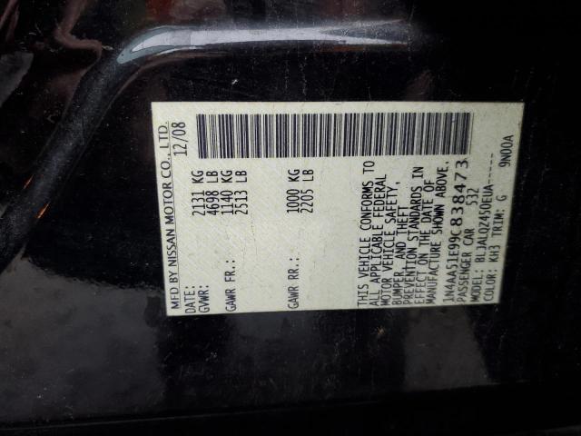 2009 Nissan Maxima VIN 1N4AA51E99C838473 Copart auction photo, front end damage thumbnail 12