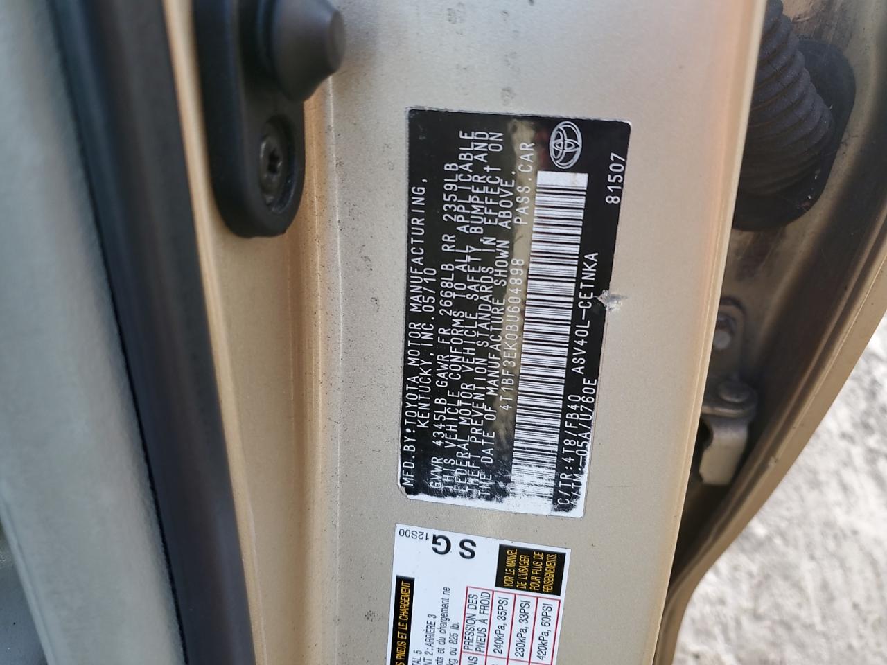 2011 Toyota Camry VIN 4T1BF3EK0BU604898 Copart auction photo, front end / undercarriage damage thumbnail 13