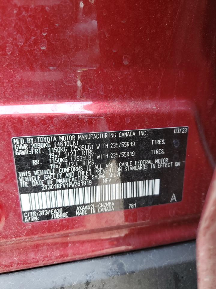 2023 Toyota RAV 4 VIN 2T3C1RFV1PW261919 Copart auction photo, front end / side damage thumbnail 14
