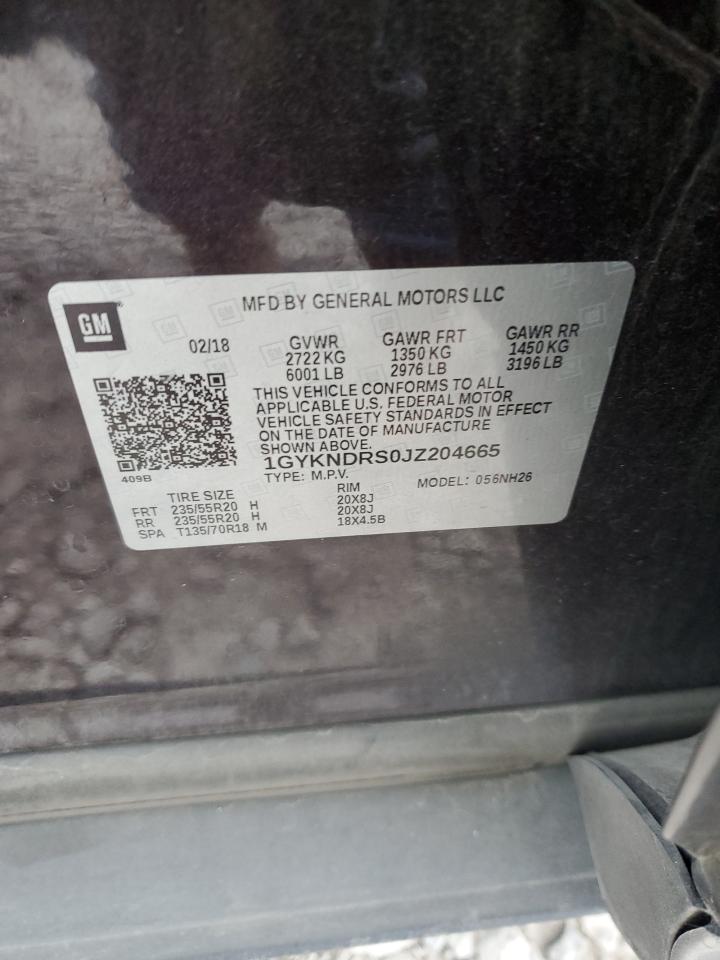 2018 Cadillac XT5 VIN 1GYKNDRS0JZ204665 Copart auction photo, side / rear end damage thumbnail 15