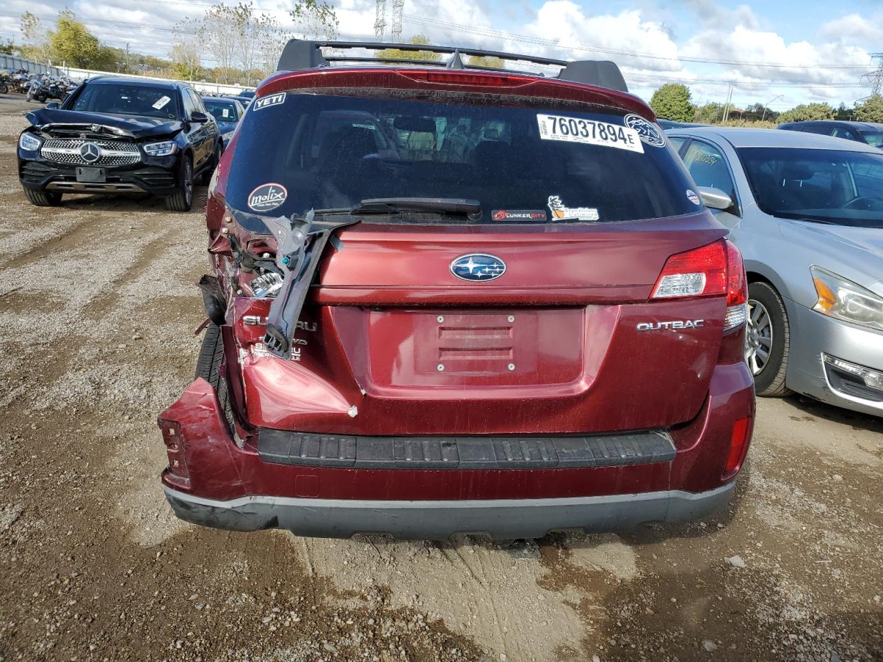 2011 Subaru Outback VIN 4S4BRCKC9B3354801 Copart auction photo, rear end / side damage thumbnail 6