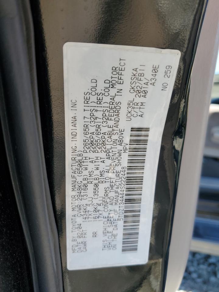 2004 Toyota Sequoia VIN 5TDZT34A44S222448 Copart auction photo, front end damage thumbnail 13