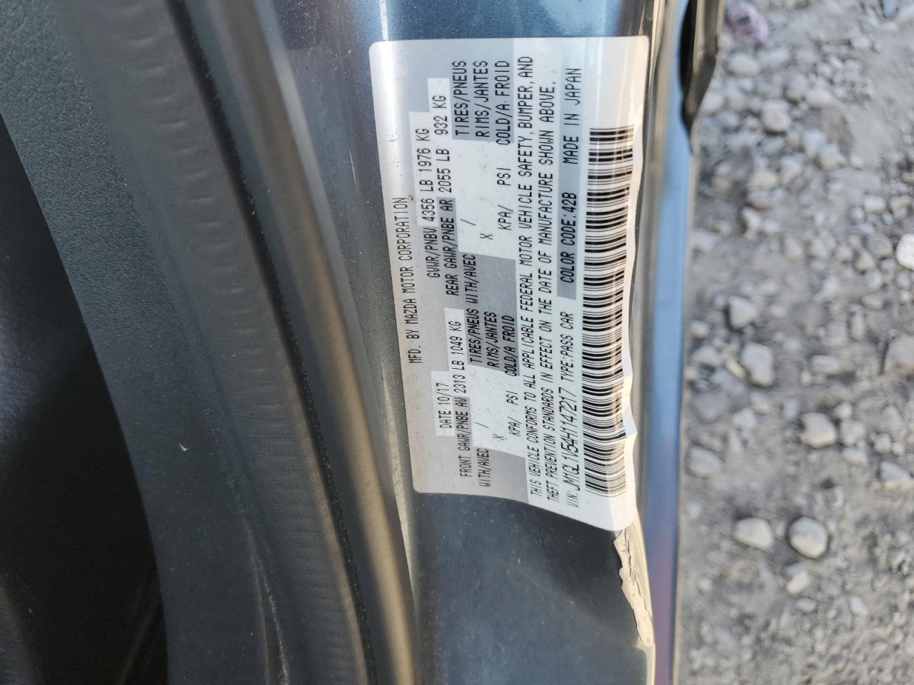 2017 Mazda 6 VIN JM1GL1V54H1147217 Copart auction photo, side damage thumbnail 12