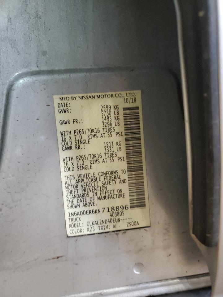 2019 Nissan Navara (Frontier) VIN 1N6AD0ER6KN718896 Copart auction photo, front end damage thumbnail 15