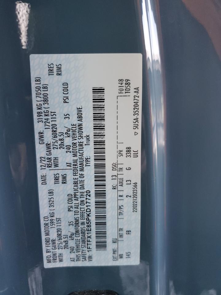 2023 Ford F-150 VIN 1FTFX1E85PKD17720 Copart auction photo, mechanical / rejected repair damage thumbnail 13