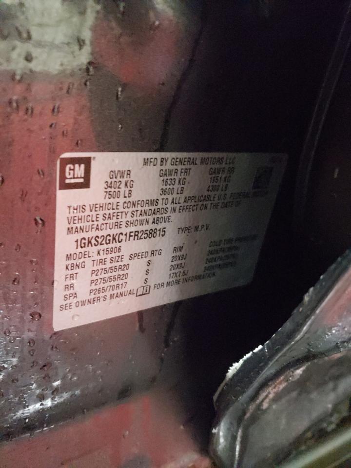 2015 GMC Yukon VIN 1GKS2GKC1FR258815 Copart auction photo, side damage thumbnail 13