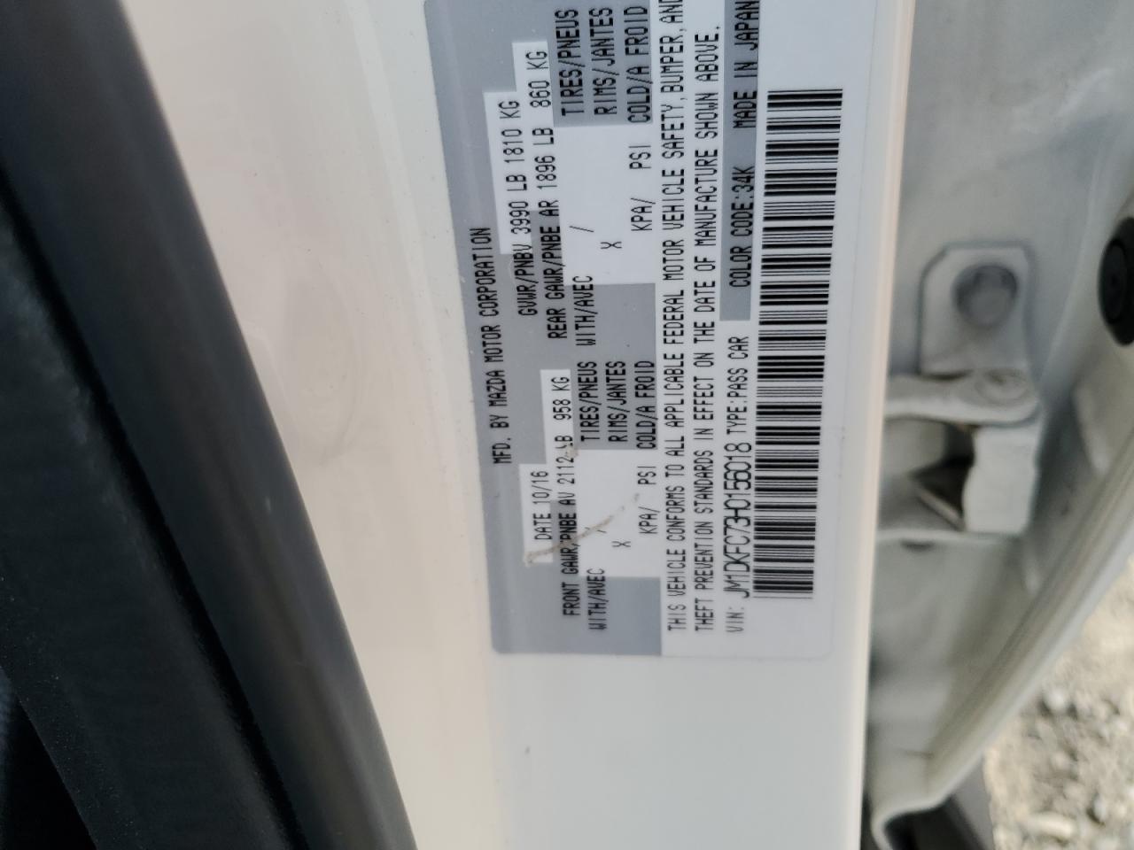 2017 Mazda CX-3 VIN JM1DKFC73H0156018 Copart auction photo, side / front end damage thumbnail 14