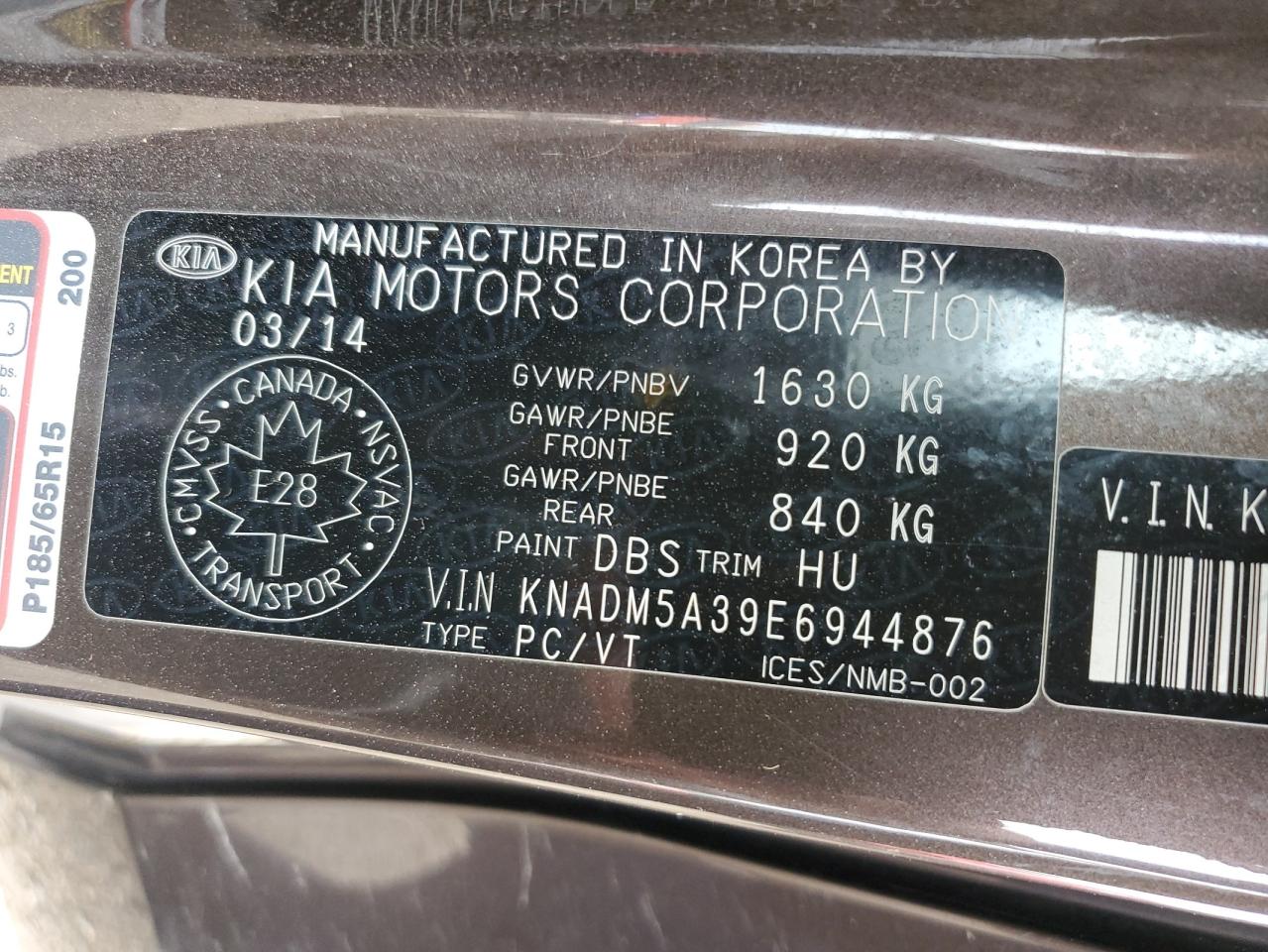 2014 KIA Rio VIN KNADM5A39E6944876 Copart auction photo, mechanical / rear end damage thumbnail 12