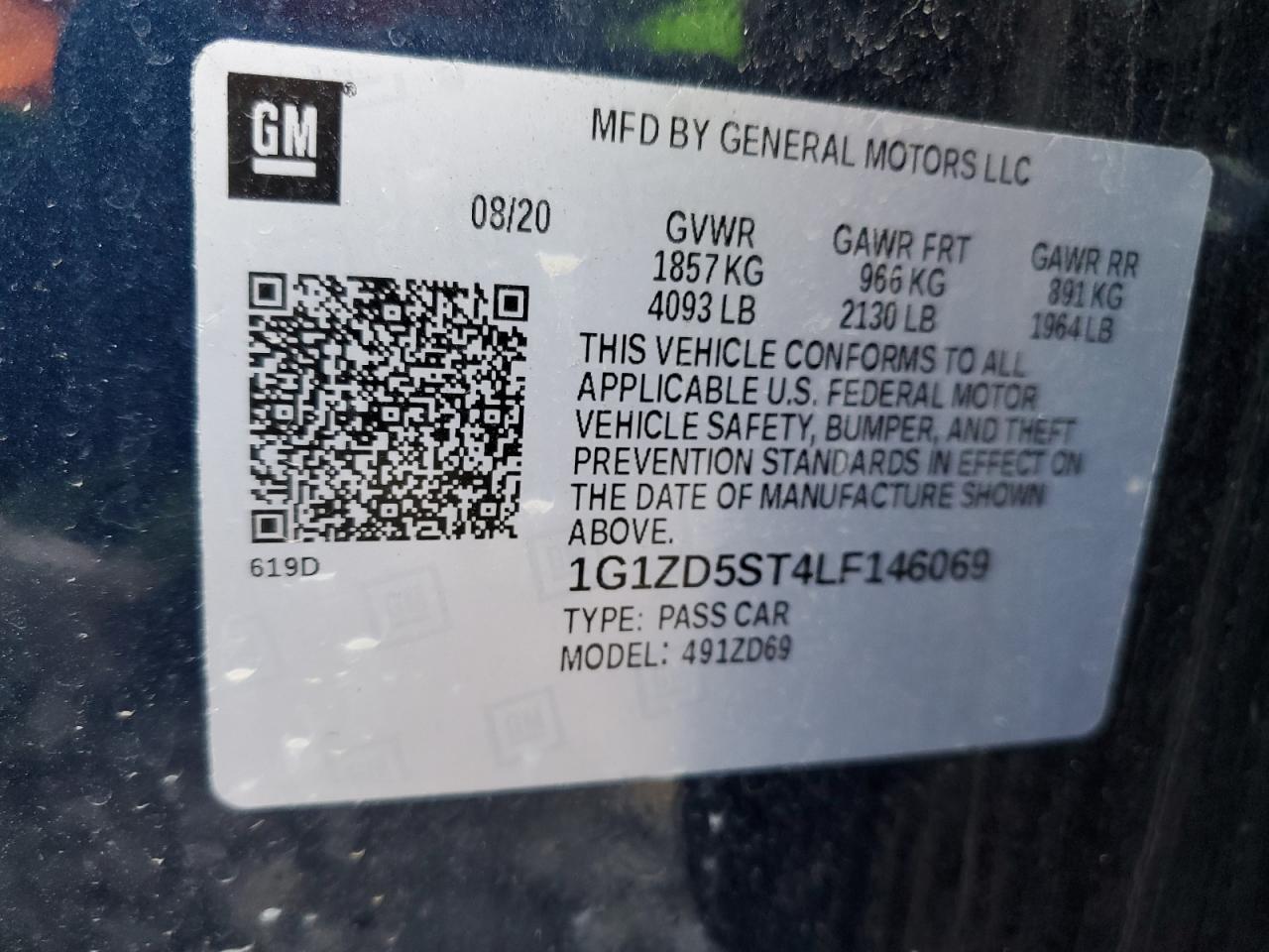 2020 Chevrolet Malibu VIN 1G1ZD5ST4LF146069 Copart auction photo, side damage thumbnail 12