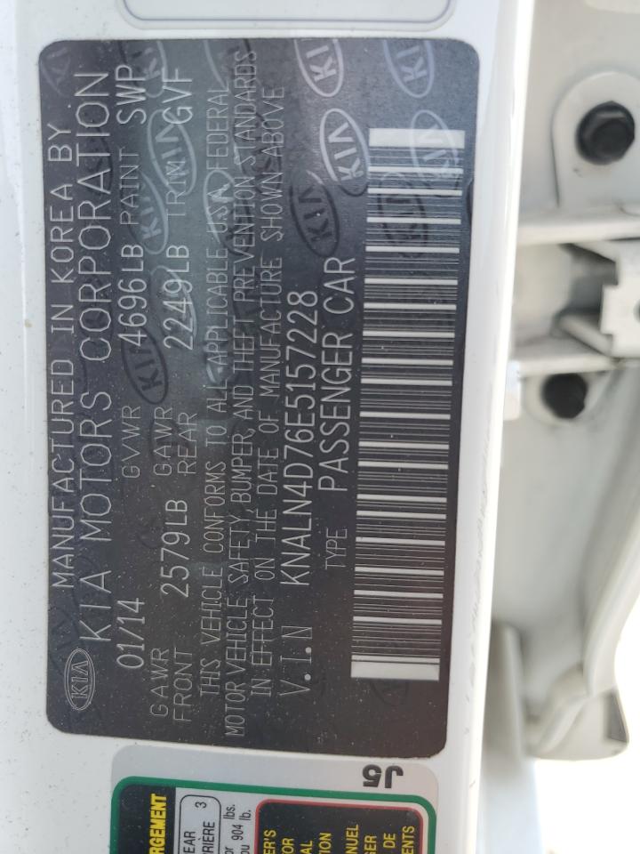 2014 KIA Cadenza VIN KNALN4D76E5157228 Copart auction photo, front end damage thumbnail 13