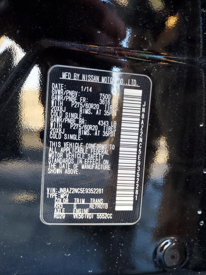 2014 Infiniti QX80 VIN JN8AZ2NC5E9352281 Copart auction photo, front end / minor dent/scratches damage thumbnail 13