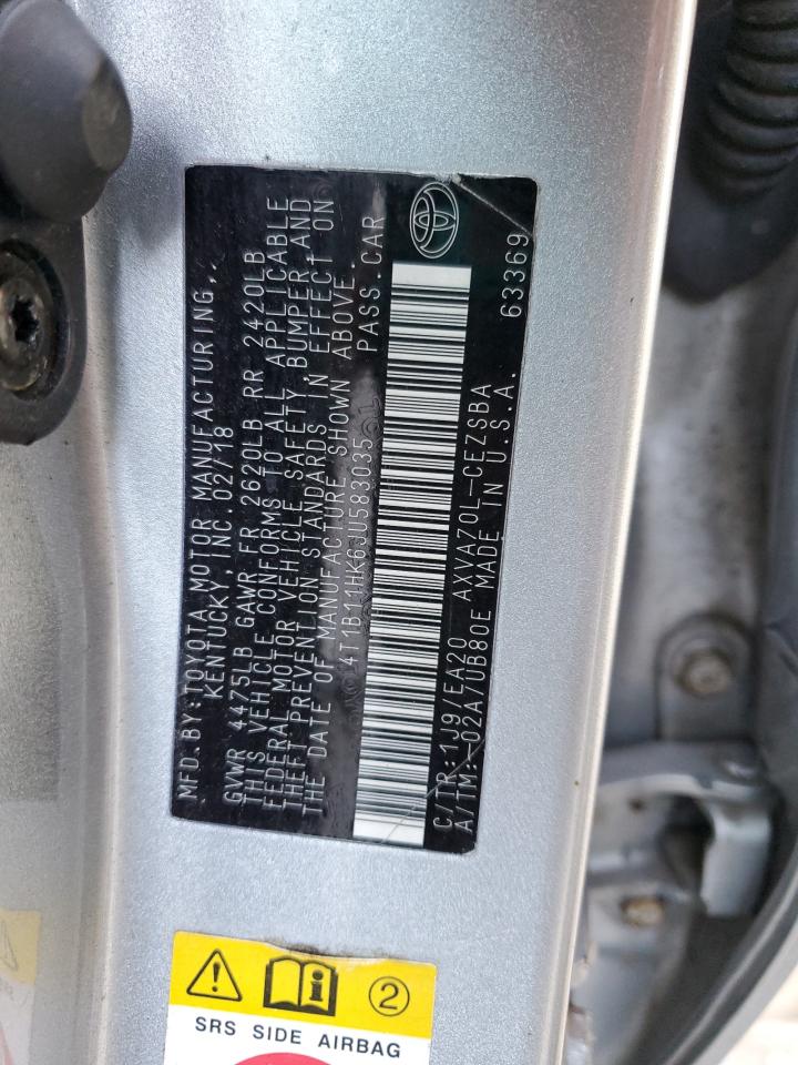 2018 Toyota Camry VIN 4T1B11HK6JU583035 Copart auction photo, front end / side damage thumbnail 15