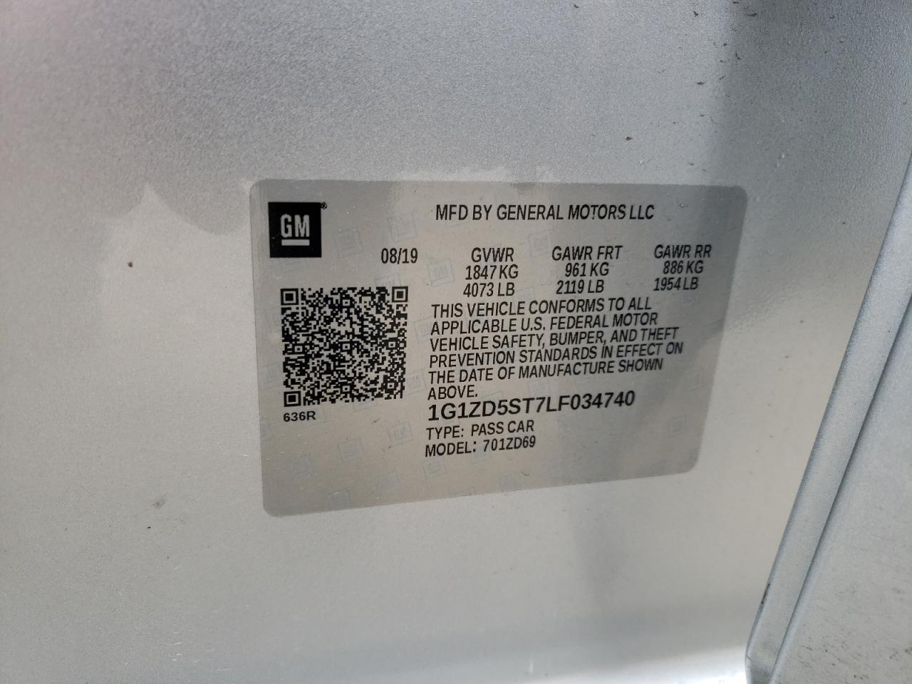 2020 Chevrolet Malibu VIN 1G1ZD5ST7LF034740 Copart auction photo, front end damage thumbnail 12