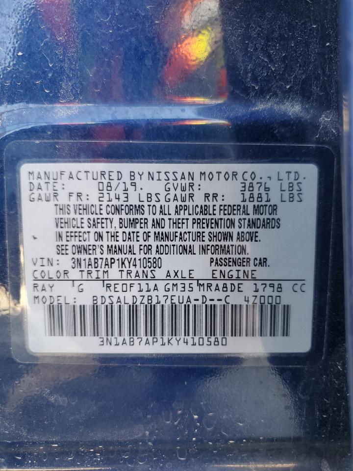 2019 Nissan Sentra VIN 3N1AB7AP1KY410580 Copart auction photo, front end / minor dent/scratches damage thumbnail 12