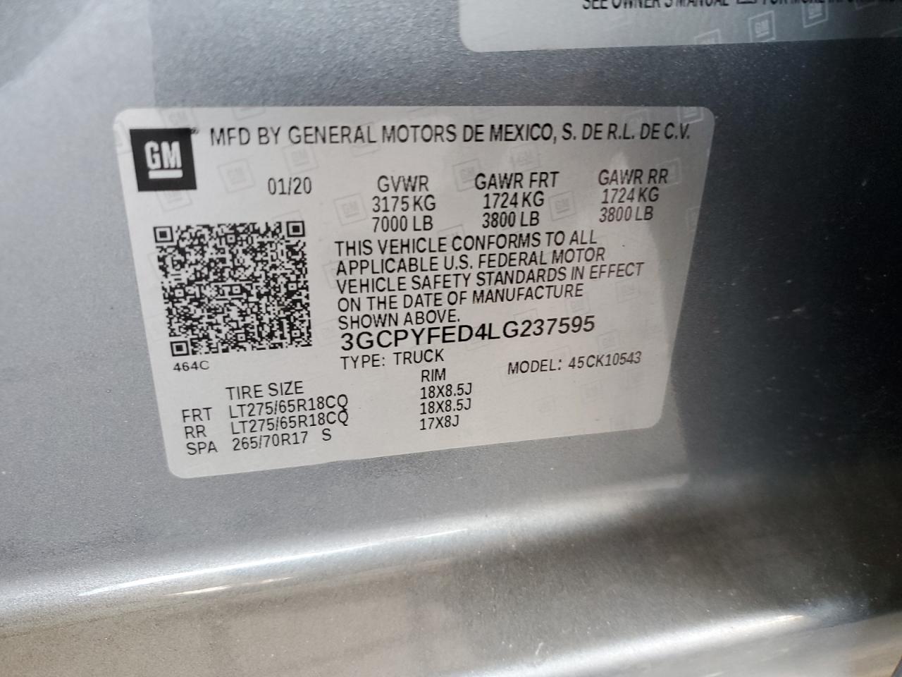 2020 Chevrolet Silverado VIN 3GCPYFED4LG237595 Copart auction photo, front end damage thumbnail 12