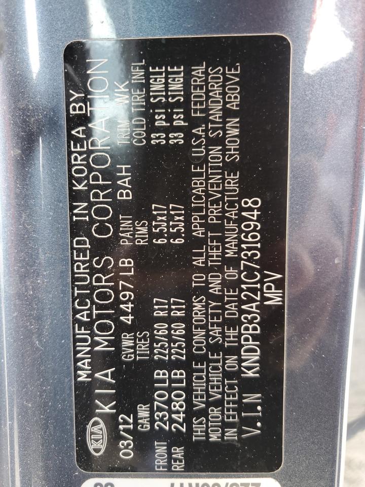 2012 KIA Sportage VIN KNDPB3A21C7316948 Copart auction photo, front end / minor dent/scratches damage thumbnail 13