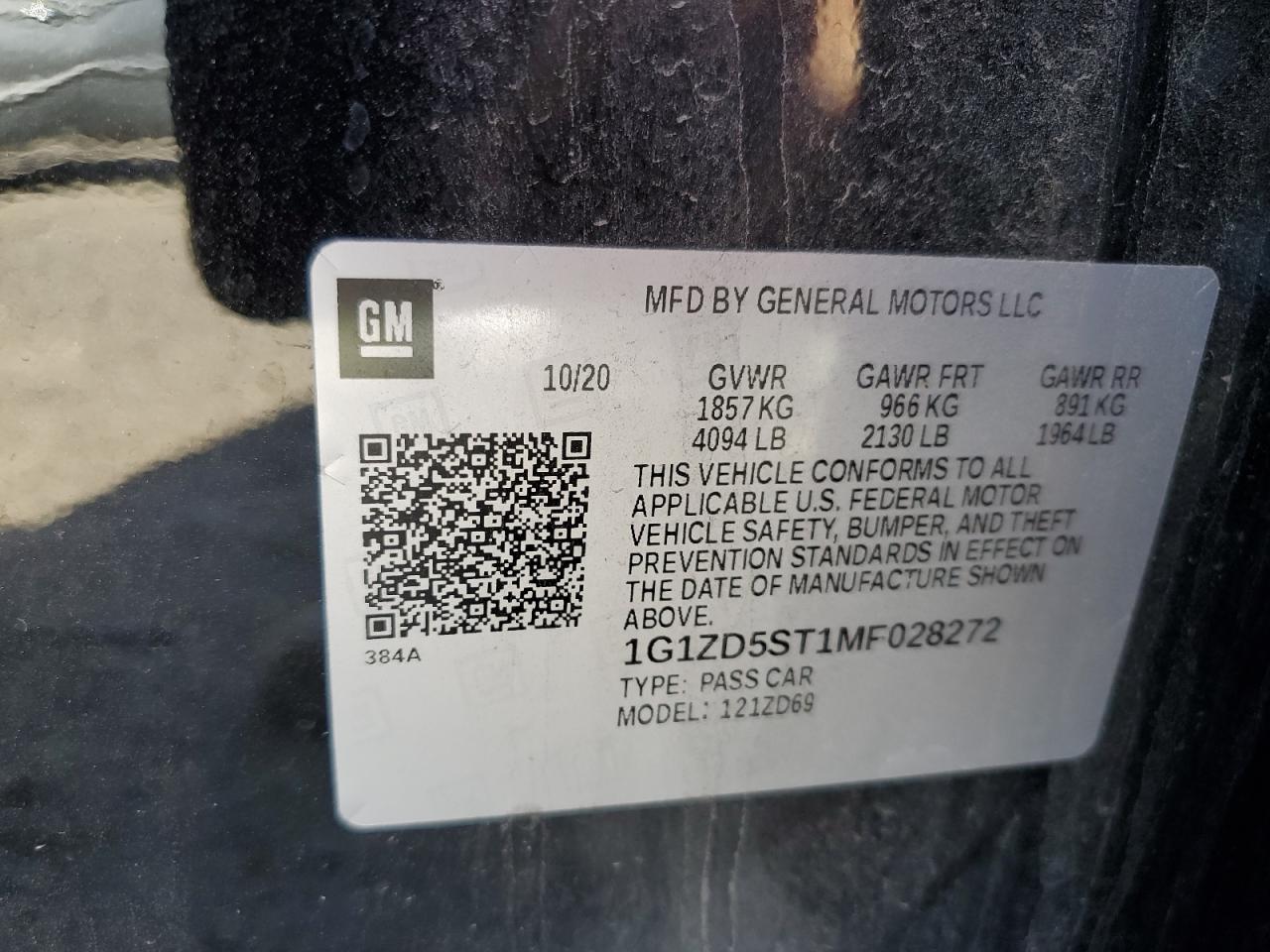 2021 Chevrolet Malibu VIN 1G1ZD5ST1MF028272 Copart auction photo, front end damage thumbnail 12