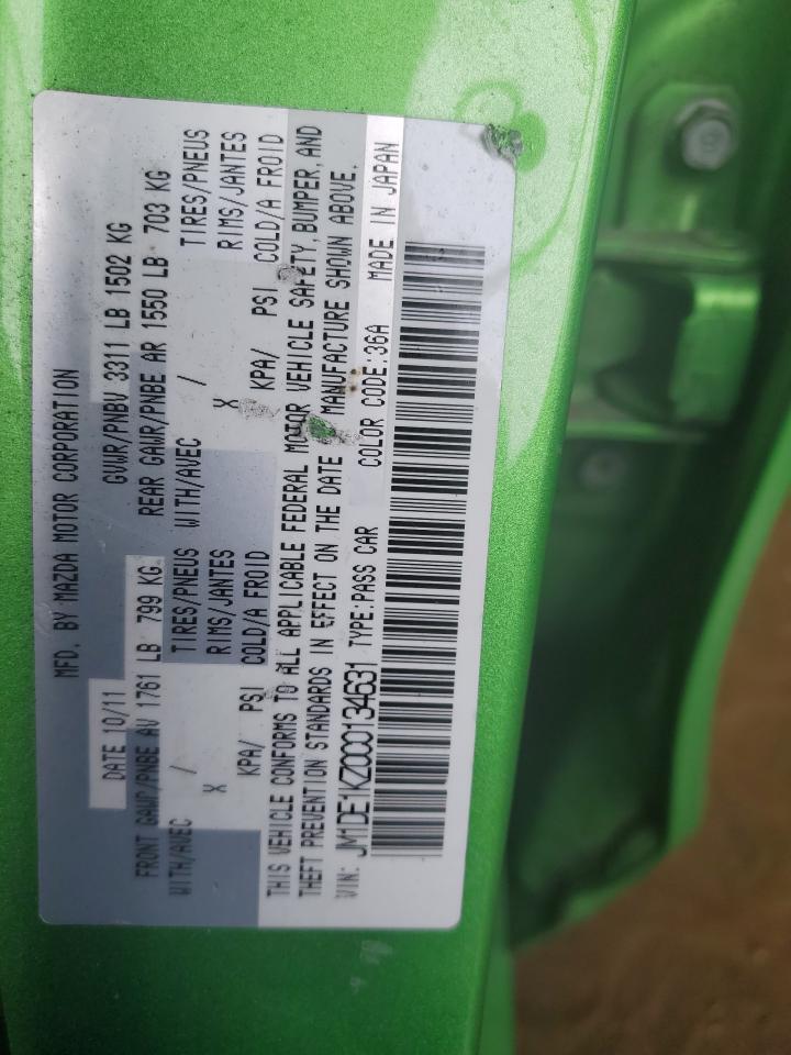2012 Mazda 2 VIN JM1DE1KZ0C0134631 Copart auction photo, rear end damage thumbnail 12