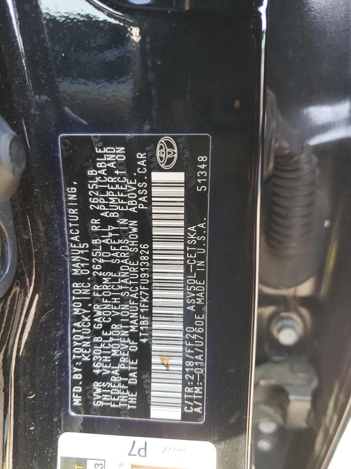 2015 Toyota Camry VIN 4T1BF1FK7FU913826 Copart auction photo, rear end damage thumbnail 12