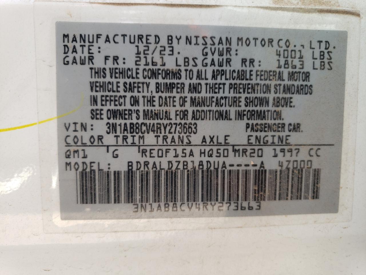 2024 Nissan Sentra VIN 3N1AB8CV4RY273663 Copart auction photo, front end damage thumbnail 12