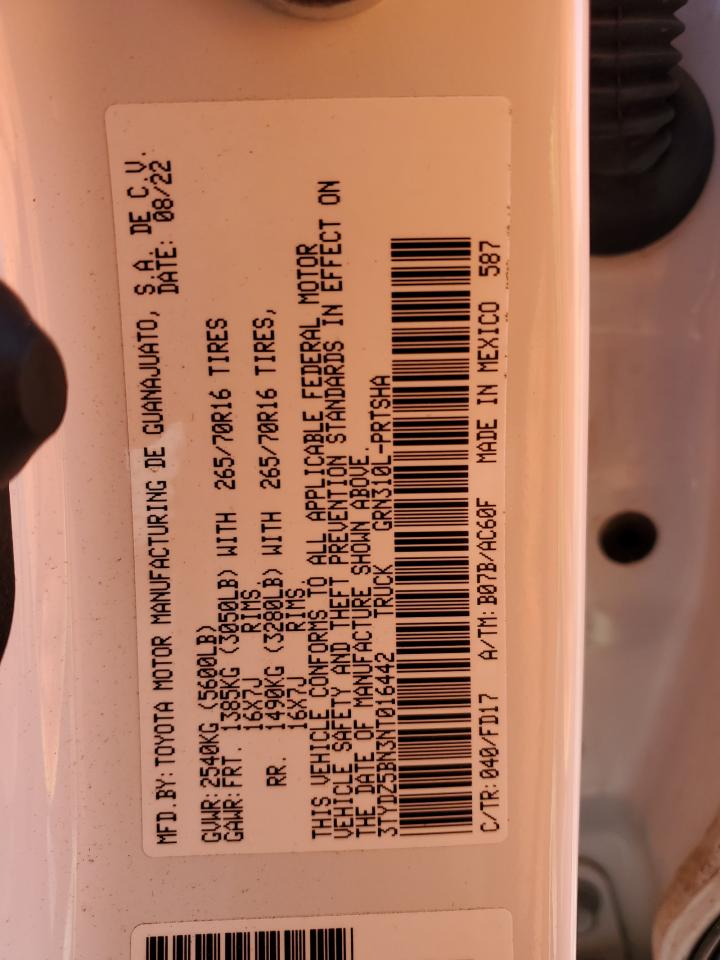 2022 Toyota Tacoma VIN 3TYDZ5BN3NT016442 Copart auction photo, front end damage thumbnail 16