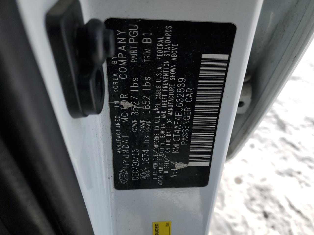 2014 Hyundai Accent VIN KMHCT4AE4EU632839 Copart auction photo, rear end / front end damage thumbnail 12