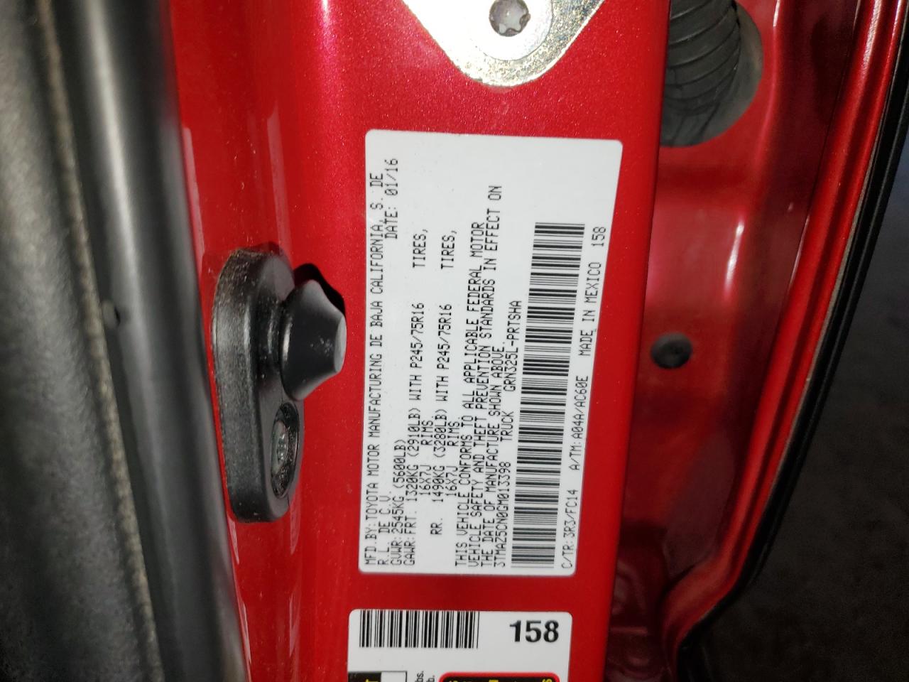 2016 Toyota Tacoma VIN 3TMAZ5CN0GM013398 Copart auction photo, side damage thumbnail 12