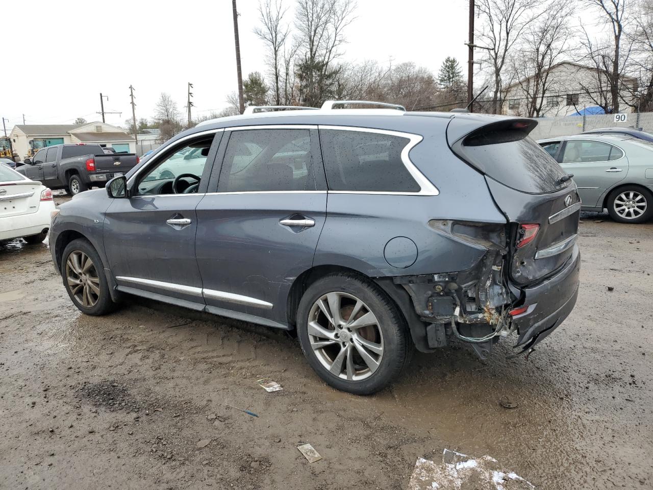 2014 Infiniti QX60 VIN 5N1AL0MMXEC508843 Copart auction photo, rear end / side damage thumbnail 2